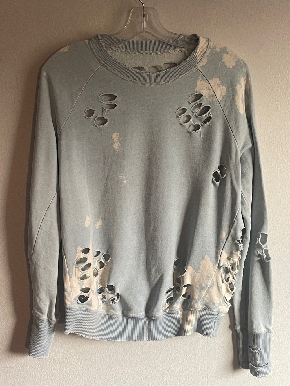 NSF Distressed Raglan Crewneck Sweatshirt Size M